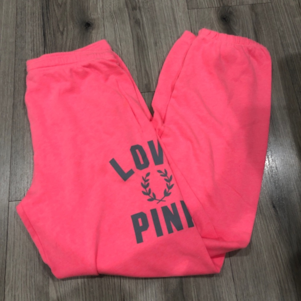 Victoria’s Secret Pink Love Pink Sweatpants XS Bright Pink Full Length